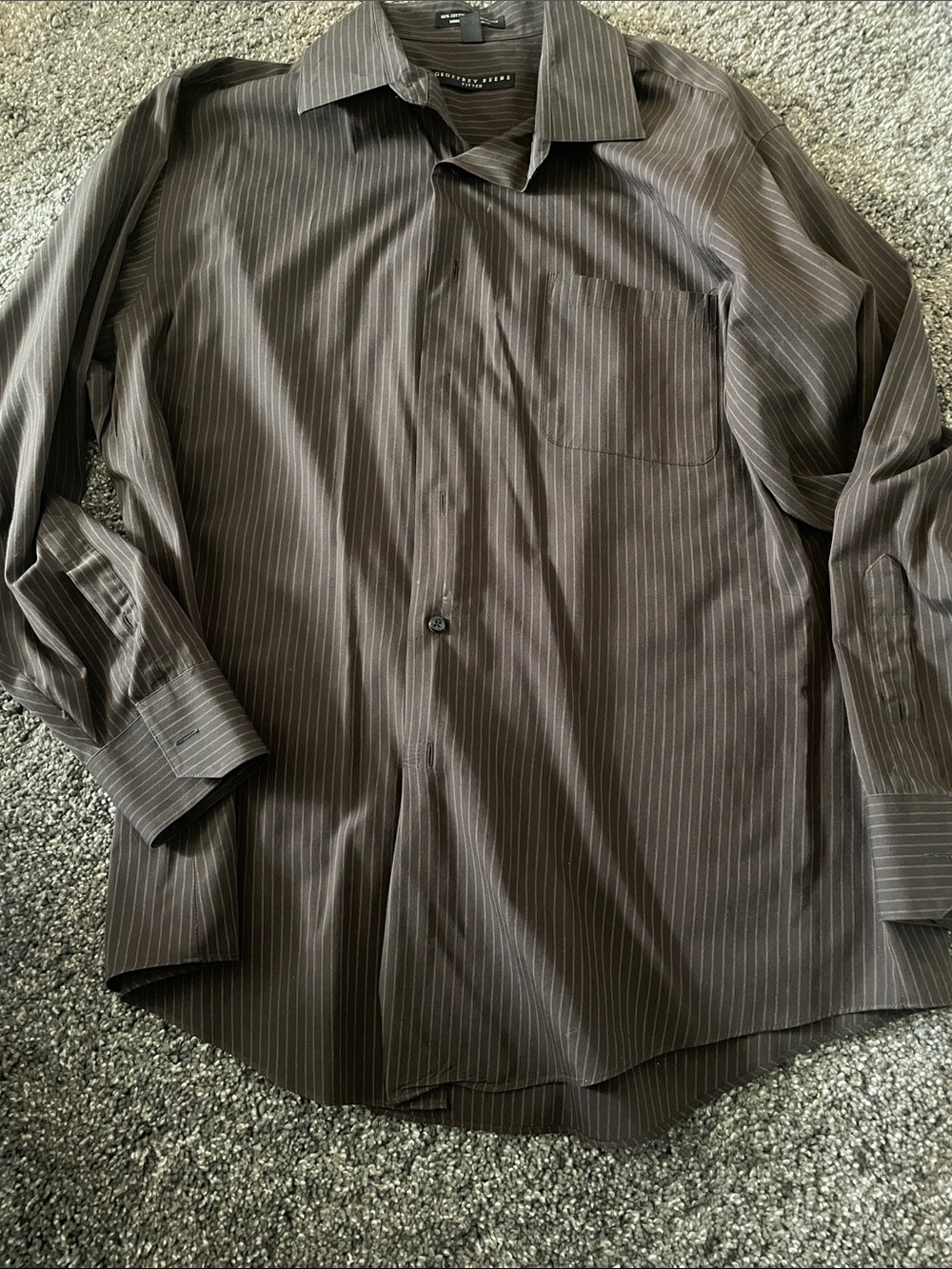 Geoffrey Beene Brown Pinstripe Dress Shirt